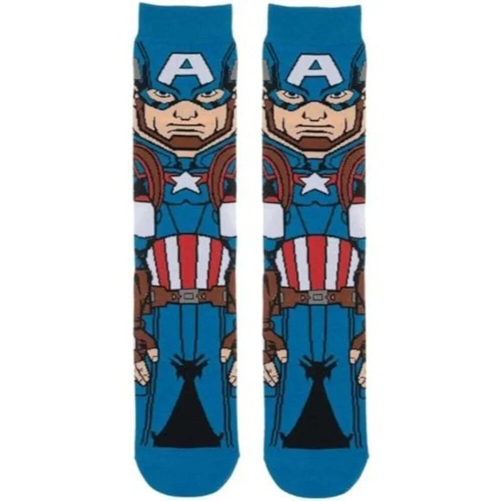 Marvel Comics Captain America 360 Character Crew Socks – Unisex